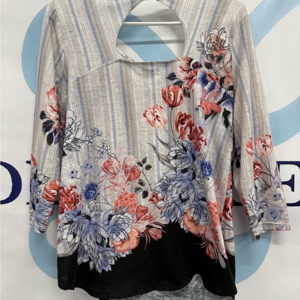 Westport Multicolor Floral Stripe Blouse - Picture 4 of 4